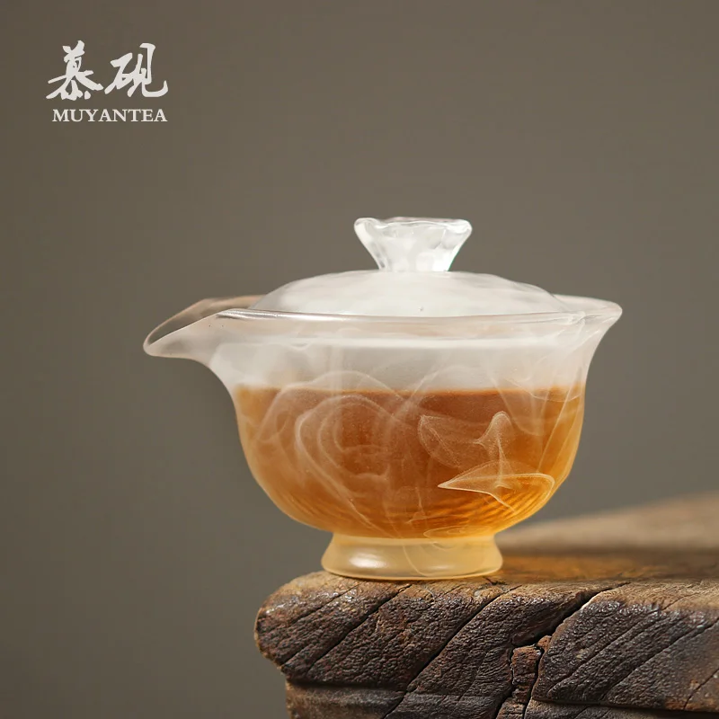 lotus covered bowl tea cup cloud rose glazed vase hand grasping pot household Kung Fu tea set tea bowl covered cup