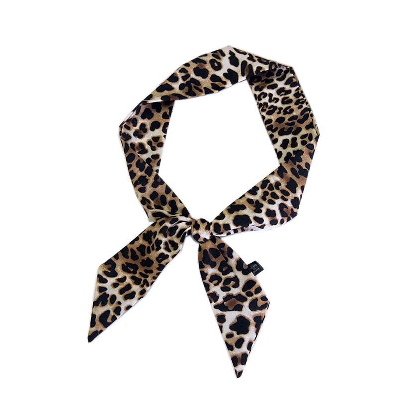 Brand Bag Scarves Leopard Print Women\'s Scarf Silk 100% Summer Multifunctional Ribbon Headband Wrist Towel Women\'s Turban MN3