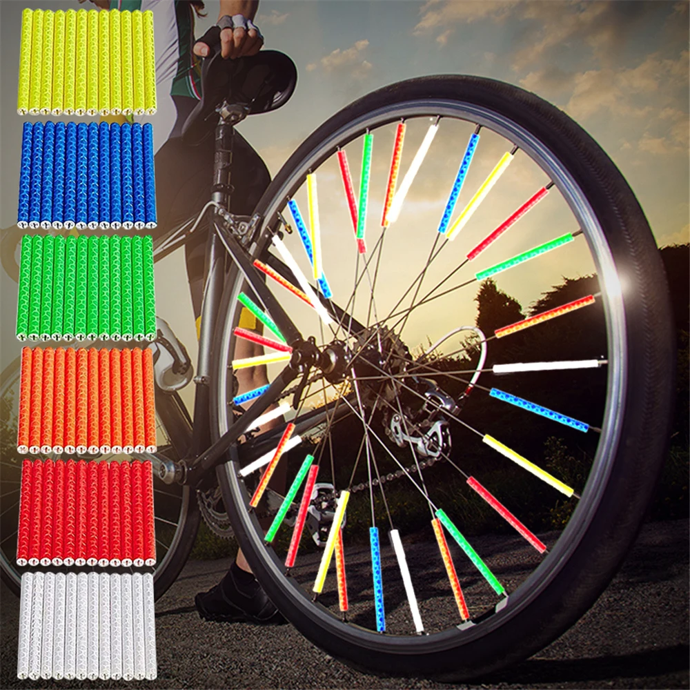 12pc Bicycle Wheel Rim Spoke Clip Night Safety Warning Light Bicycle Reflective Reflector Strip MTB Bike Cycling Accessories