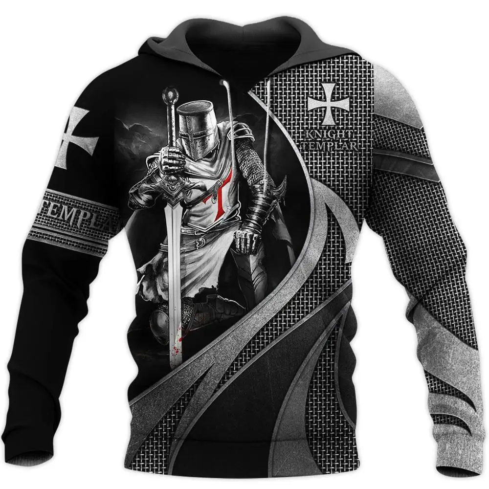 Tessffel templariuszy jezusa bóg osłona Cavalier jesień luźny pulower Streetwear NewFashion 3d print mężczyźni/kobiety zamek błyskawiczny/bluzy z kapturem B-9