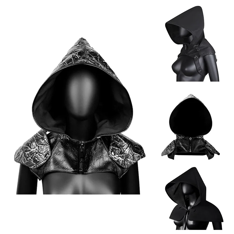 

Unisex Black Gothic Halloween Headgear Cloak Medieval Accessories Hat Cosplay Mask Assassin Vampire Costumes