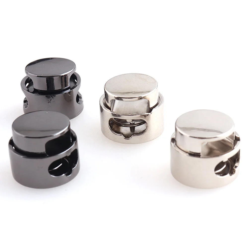 Round Cord Locks gunmetal/sliver cord stopper spring buckles elastic cord toggle metal toggle double hole buckle face mask locks