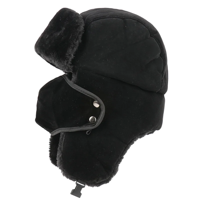 CAMOLAND Winter Hats For Women Men Thermal Faux Fur Bomber Hats With Goggles Male Russia Ushanka Earflap Snow Caps