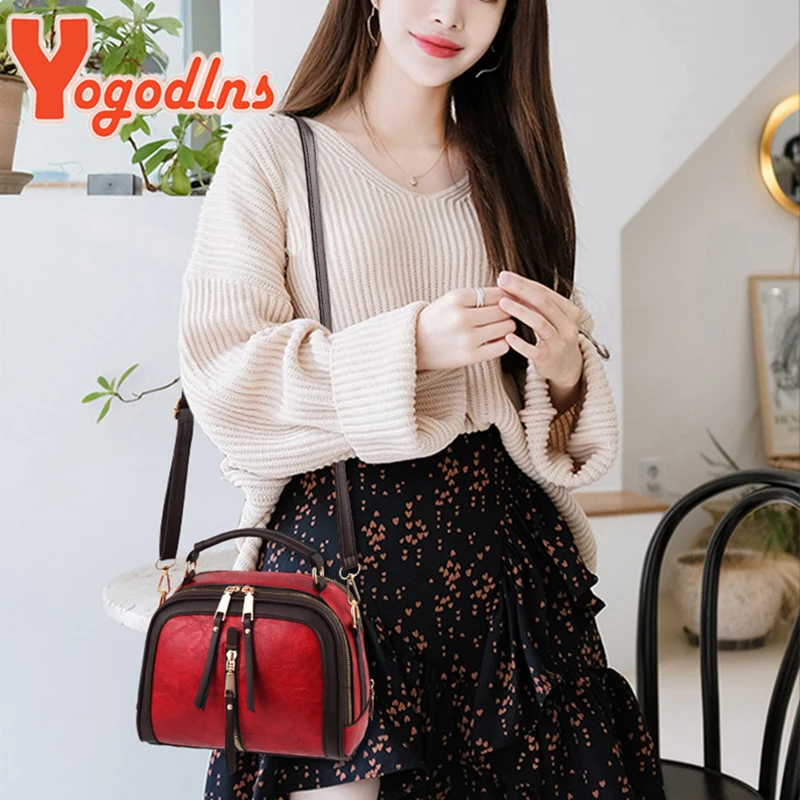 Yogodlns torby Crossbody dla kobiet PU skóra nowa wysokiej jakości moda damska jednokolorowa torba damska designerska torba na ramię — zdjęcie 5
