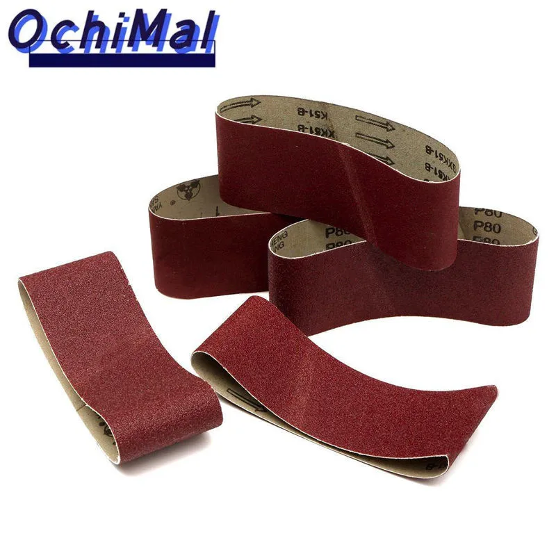 

5 X Sanding Belts 75x457 Mm Mixed Grade 60 80 120 240 Grit Power Tool Sander Lot For Leather Metal Wood Grinding And Polishing