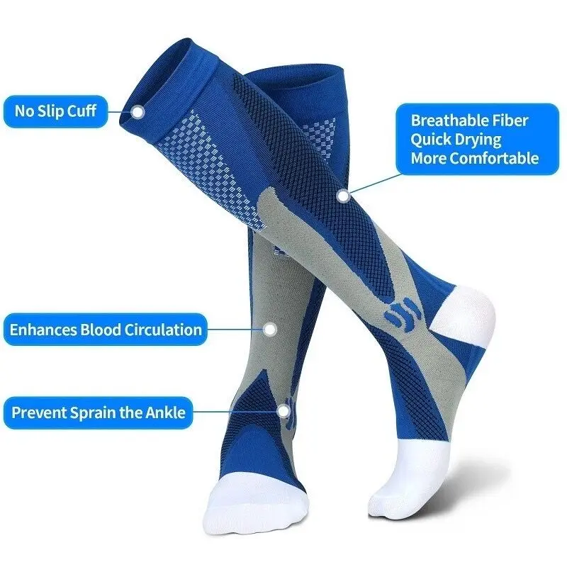 2/3/4 Pairs Running Men Compression Socks Fit Varicose Veins Football Soccer Stockings 30 Mmhg Atheletic Men Women Sports Socks