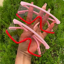 Unique Steampunk Sunglasses For Women Men Vintage Fashion Brand Square Candy Color One Piece Sun Glasses Female Gradient Shades
