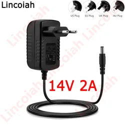 14V2A AC 100V-240V Converter Adapter DC 14V 2A 2000mA 28W Power Supply 14 V Volt Adaptor EU/US/UK/AU Plug 5.5mm x 2.1mm-2.5mm