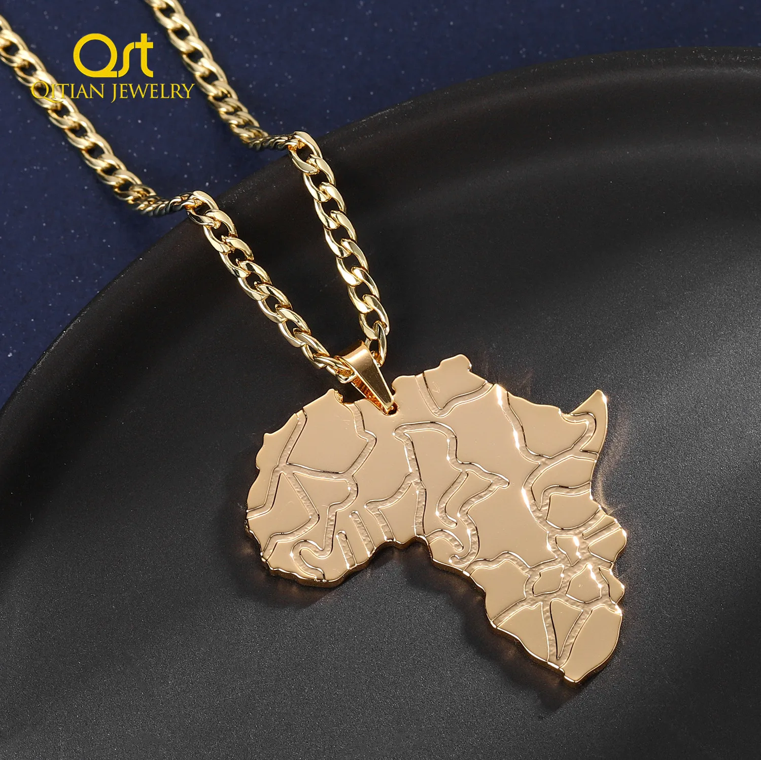 Personalized African Map &Countries Necklace/Stainless steel Gold Pendant Choose Your Hometown Map Necklace Choker For Women Men