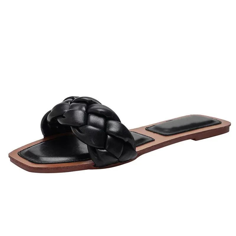 Bailamos 2021 Fashion Holiday Slides Woman Casual Beach Shoes Slippers Women Slippers Ladies Open Toe Square Toe Shoes Home Fema