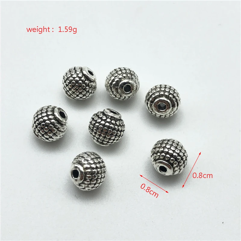 15pcs 8mm golden metal engraved perforated beads for jewelry making DIY bracelet gift rosary accessories material wholesale