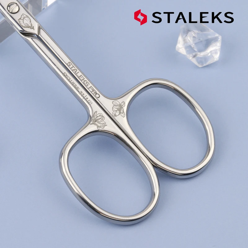 1pc STALEKS SX-31-1z Stainless Steel Dead Skin Olecranon Scissors Eyebrow Scissors Magnolia Pattern Exfoliating Makeup Tools