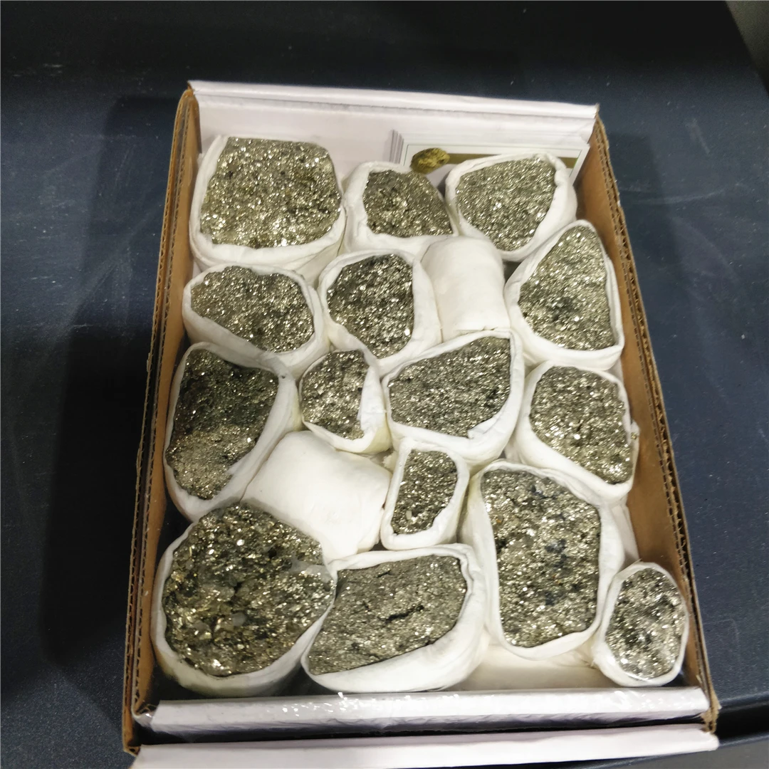 Natural Rough Iron Pyrite Mineral Specimens Raw Chalcopyrite Ore Ornament Crystal Box Set Collectibles Decoration For Sale
