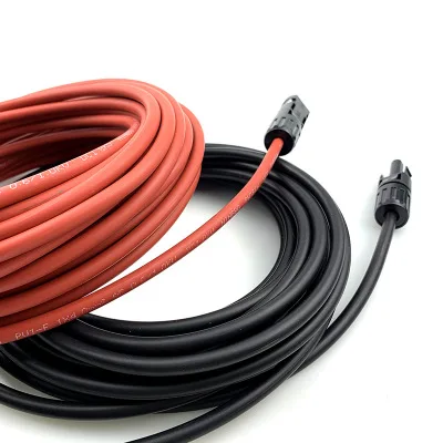 Solar cable wire 1 pair of 10AWG 12AWG 14AWG Red and Black PV extension cable 6/4/2.5mm² with male and female Connector