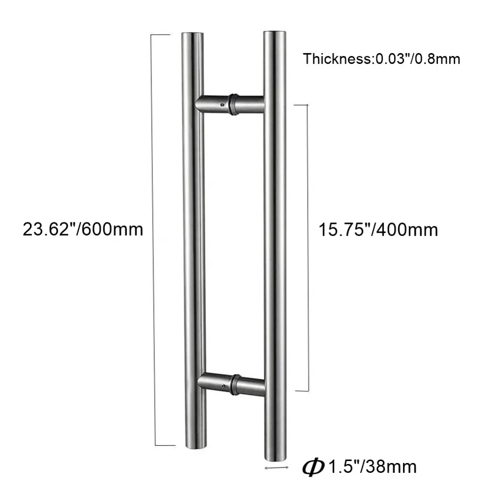 24 Inches Modern Round Bar Ladder Pull Handle Stainless Steel Sliding Barn Door Handle For 8-12mm Glass Or 40-45mm Wood Door