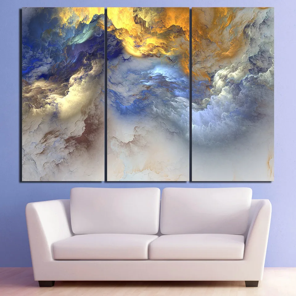 3Pcs Abstract Psychedelic Space Cloud Posters HD Print Canvas Wall Art Pictures Paintings Home Decor Living Room Decoration