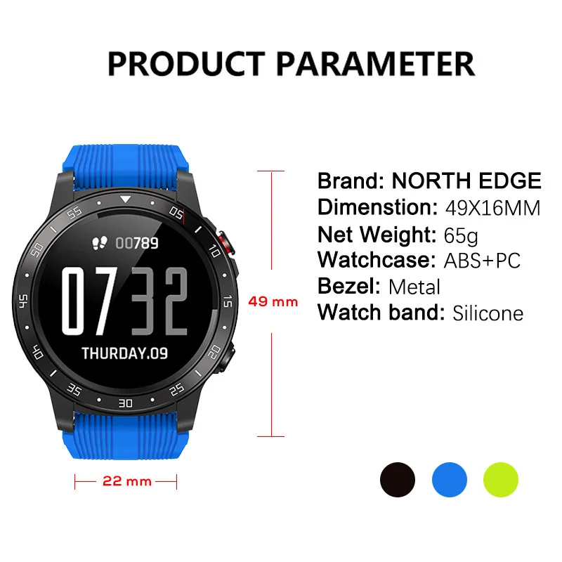 NORTH EDGE GPS Men\'s and Women\'s Watch Outdoor Sports Watch Bluetooth Call Multi-sports Mode