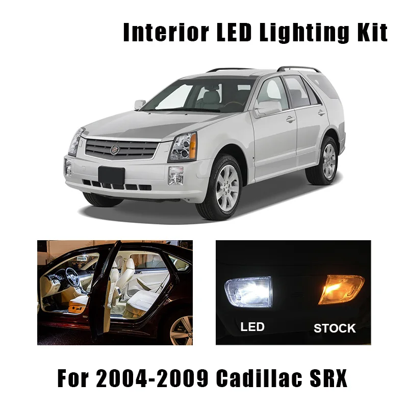 15 Bulbs White Canbus Interior LED Car Map Dome Light Kit Fit For 2004 2005 2006 2007 2008 2009 Cadillac SRX License Plate Lamp