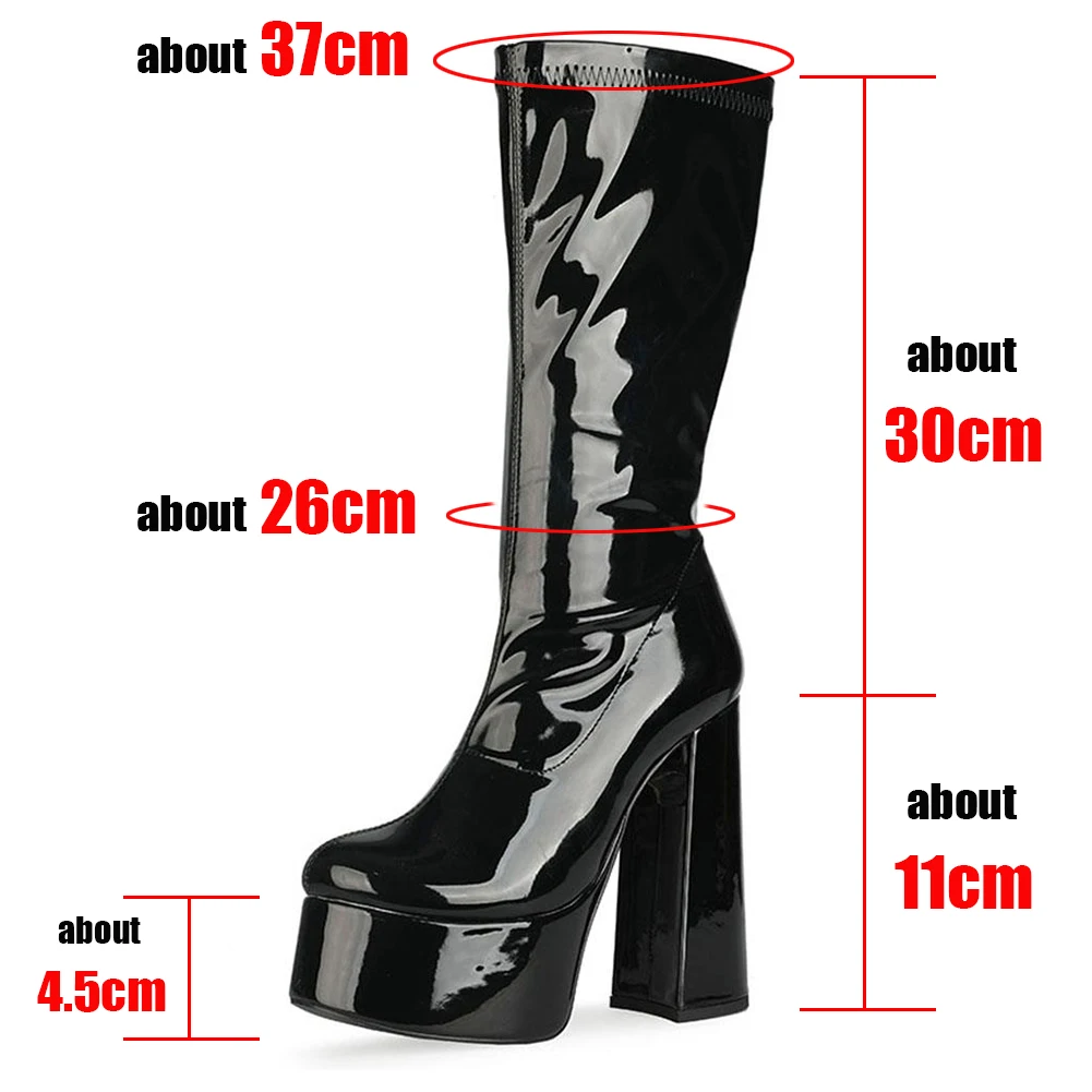 Big Size 34-43 Brand New INS Hot Female Platform Boots Solid Thick High Heels Mid-Calf Women's Boots Party Sexy Shoe Woman