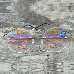 Men Women Ultralight Rimless Round Portable Frameless Progressive Multifocal Reading Glasses +0.75 +1 +1.25 +1.5 +1.75 To +4