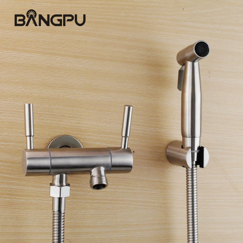 

BANGPU Wall Mounted Bidet Shower Sprayer Set Brass Hand Bidet Faucet Handheld Bathroom Bidet Sprayer Kit Brushed Nickel