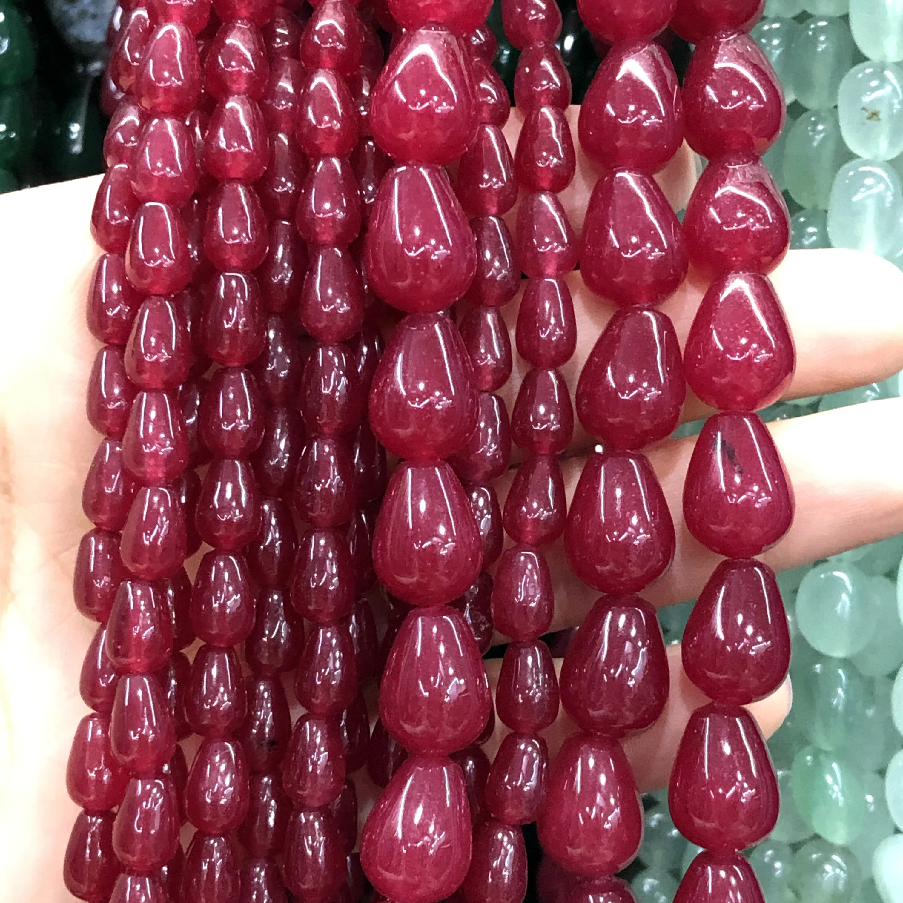 Natural Stone Water Drop Red Chalcedony Jades Beads Loose Spacer Beads For Jewelry Making Diy Energy Bracelet Necklace Earring