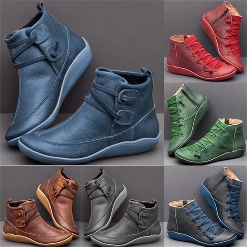 Nuove scarpe autunno e inverno Stivali Grasso vento britannico Stivali retrò PU di alta qualità Stivaletti da donna caldi impermeabili Mujer Botas