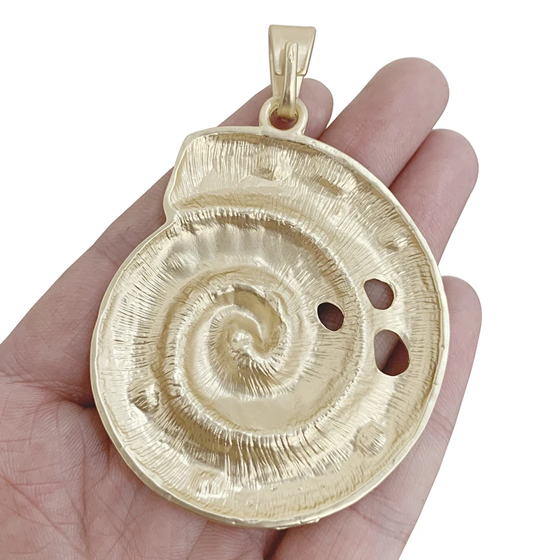 1 x Large Spiral Seashell Conch Sea Snail Matt Gold Color Charms Pendants for DIY Necklace Jewelry Making Findings Accessories