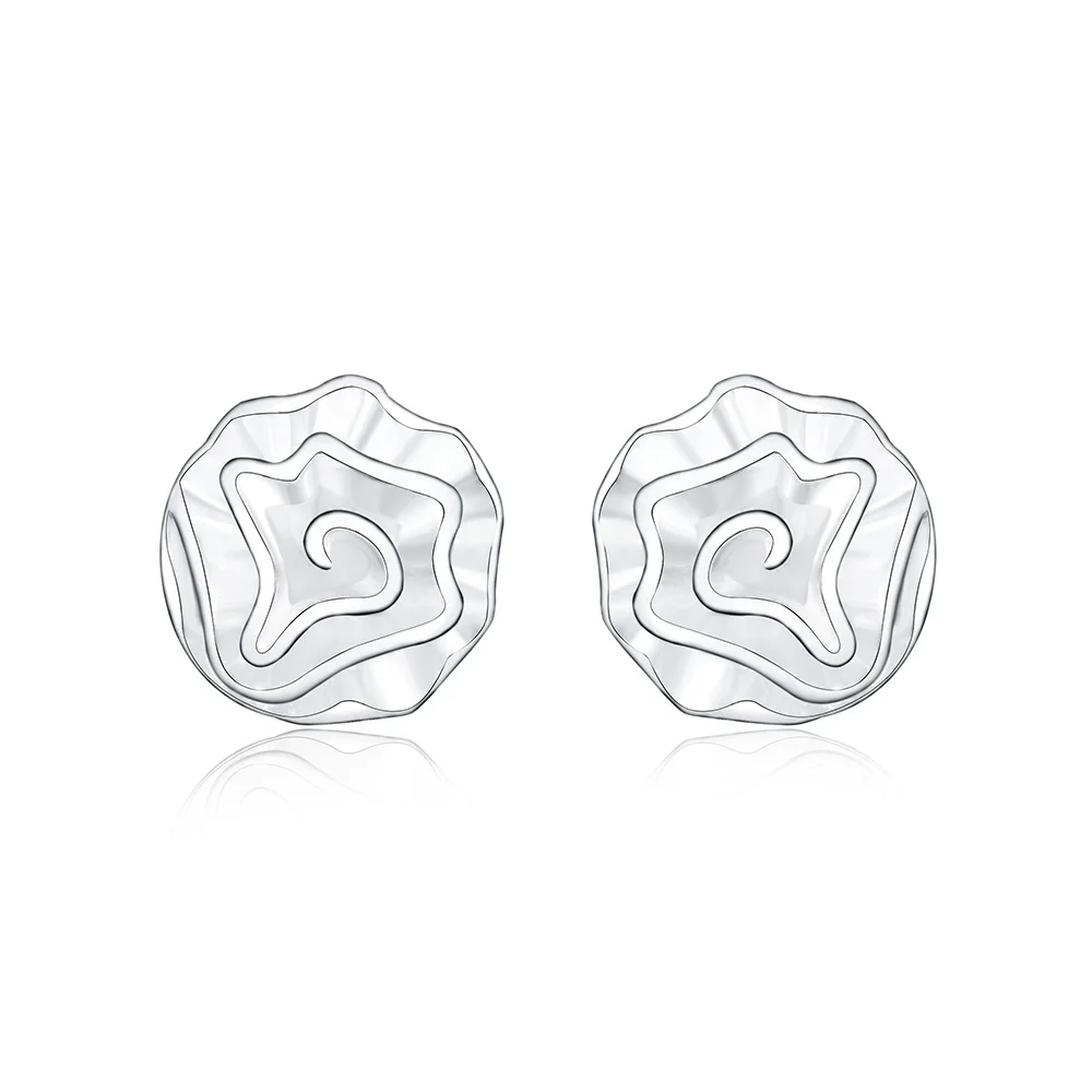 Low price silver color rose flower stud earrings fashion classic woman jewelry party wedding gift earrings drop shipping