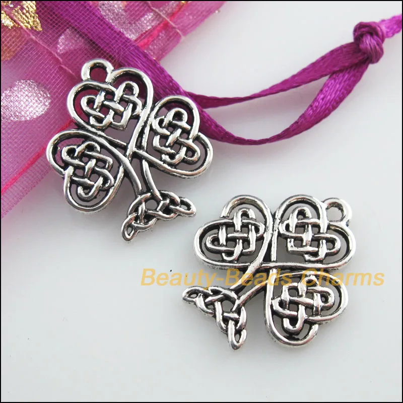 18 New Pendants Heart Chinese knot Tree Tibetan Silver Tone Charms 19x23mm