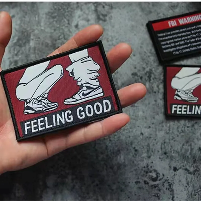 Woven Label Embroidery Patch Rock Punk Sexy Funny Sex Adult Joke Patch Feeling Good Appliques Badge