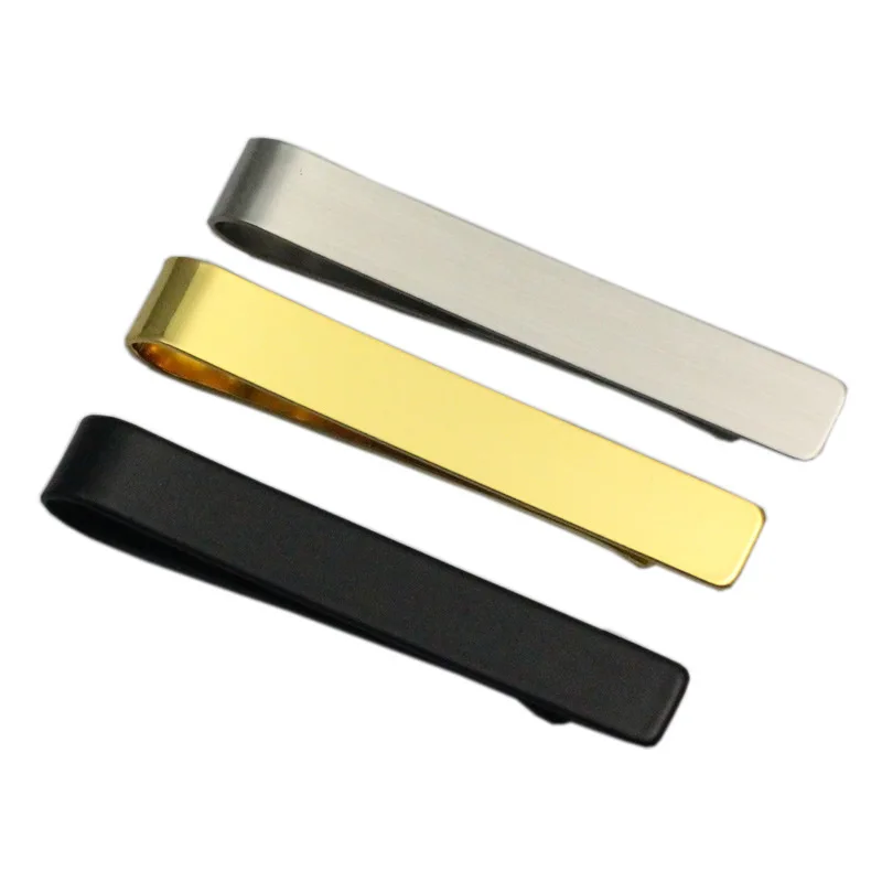 1pc New Fashion Stainless Steel Tie Clip Black Silver Color Metal Necktie Tie Men Wedding Business Simple Jewelry Accessories