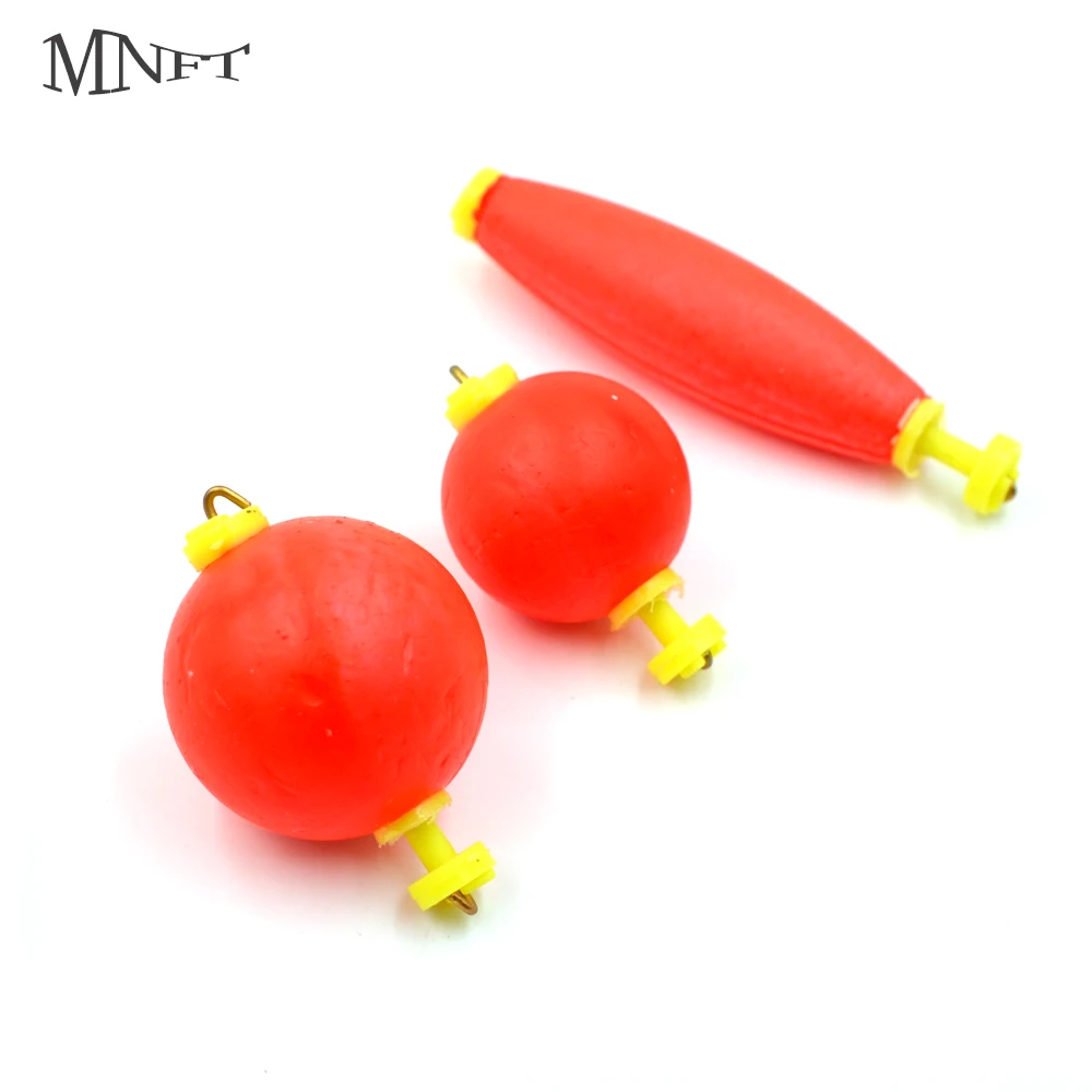 MNFT 5Pcs Foam Cigar Weighted Floats High-visibility Red Fishing EVA Foam Round / Oval Type Bobbers Tackle