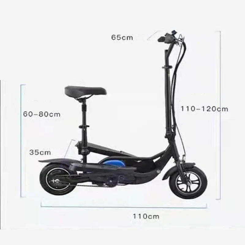 Household Scooter With Seat, Fitness Stepper and Aluminum Alloy Frame Scooter, 12 Inch Wheel Pedal Fold Scooter