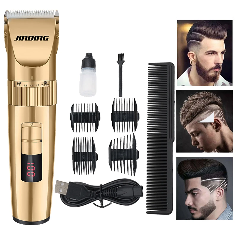 

Electric Professional Hair Clipper for Men Cordless USB Rechargeable Beard Hair Trimmer Electric Hair Cutting Machine Gold