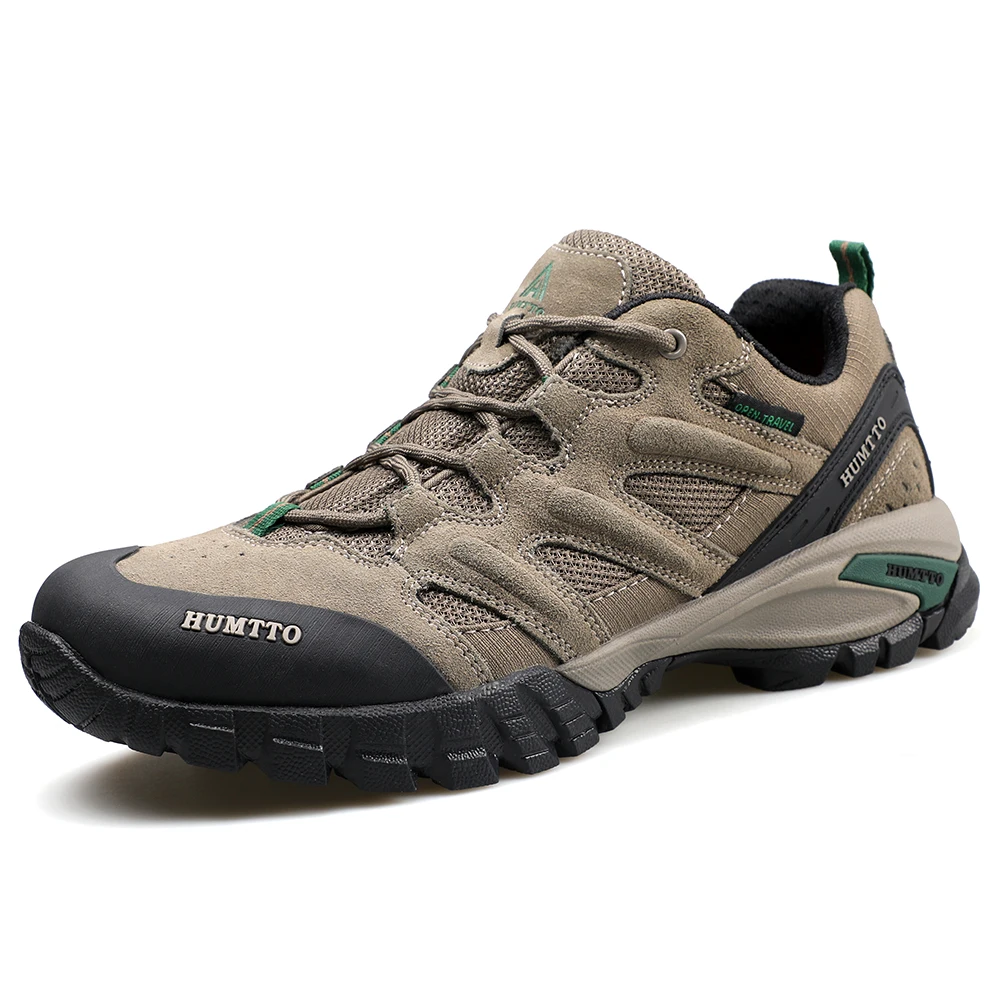 HUMTTO Hiking Shoes for Men Outdoor Sports Camping Shoe Tactical Sneakers Cow Suede Genuine Leather Breathable Non-slip Big Size