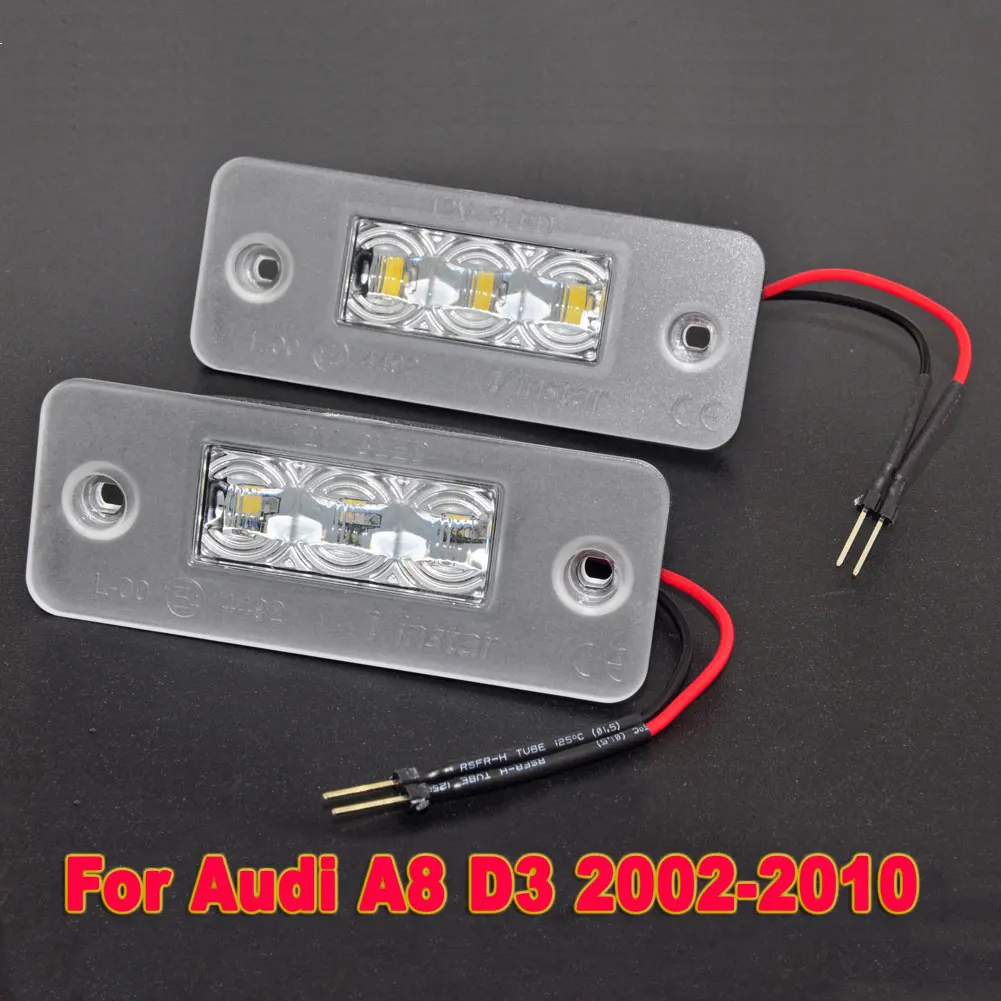 Car LED License Plate Light Number Plate Lamp Bulb for Audi A8 D3 2002 2003 2004 2005 2006 2007 2008 2009 2010 Auto Accessories