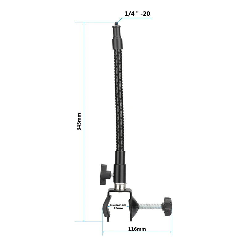 HDRIG C Clamp Lock-grip Fixture + Flexible Metal Gooseneck Arm With 1/4\