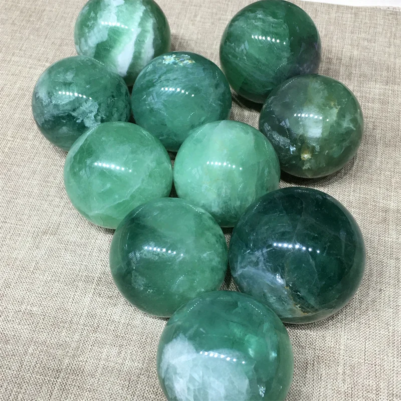 Green Fluorite Sphere Quartz Crystal Natural Stones Healing Reiki Gemstones Ball Home Decoration