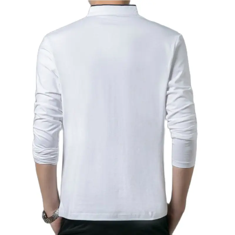 Hot Sale 2022 Spring Mens Tshirt Long Sleeve Stand Basic Solid Blouse Tee Shirt Top Casual Cotton T-shirt Men Undershirt