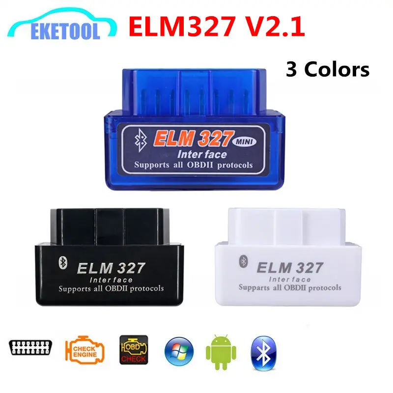 

ELM327 V2.1 Bluetooth OBD OBD2 Code Reader CAN-BUS Supports Multi-Brand Cars Multi-Language ELM 327 BT V2.1 Works Android/PC C