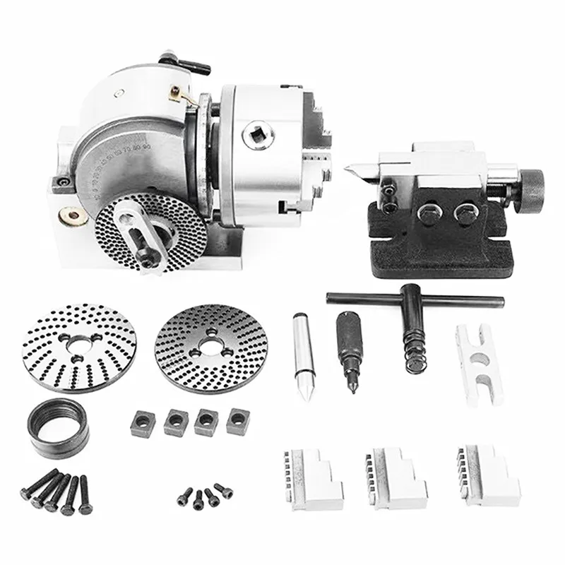 1 Set BS-0-4 Dividing Head 3Jaw 4 inch Chuck + Tailstock + Dividing Plate CNC Mill Machine Tool Accessories