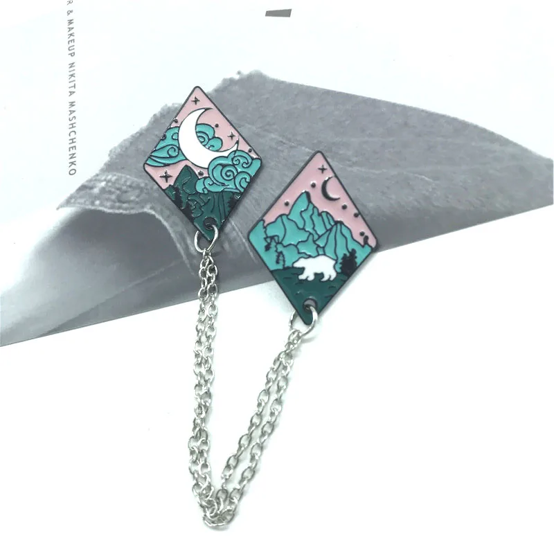 XEDZ موضة منطاد الحيوانات الطائر رافعة اثنين البتلة سلسلة المينا بروش العظام النخيل زهرة المعكرونة أرنب رائد الفضاء شارة مجوهرات fr