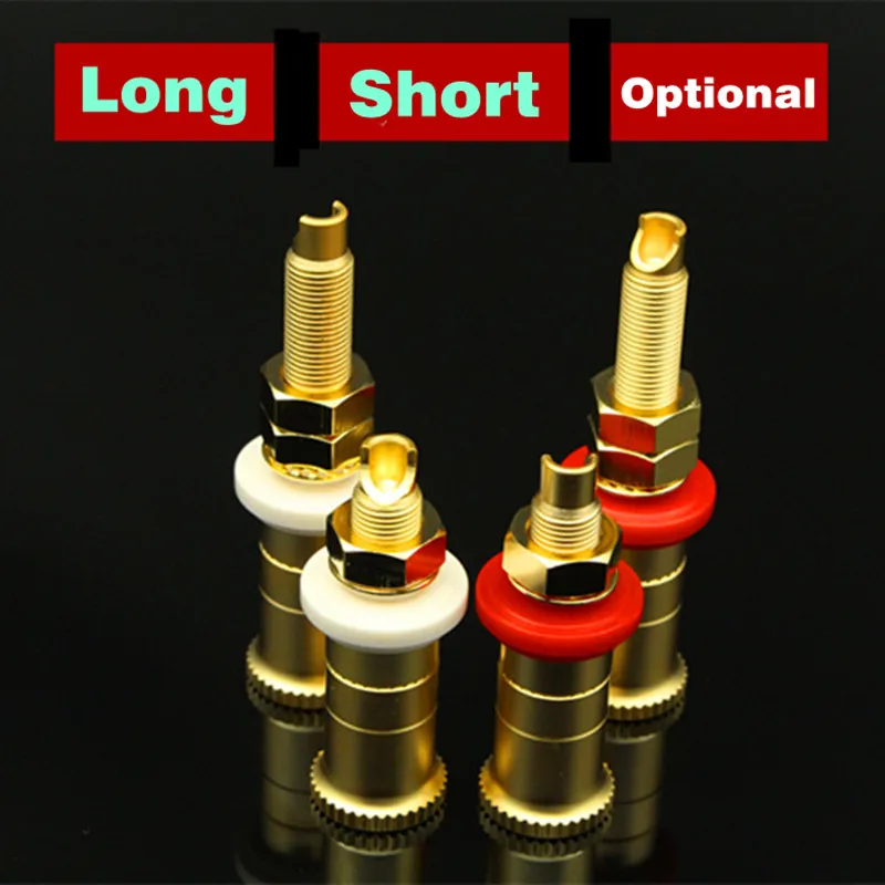 Kupfer-Binding Post, sandplattiert, vergoldet/versilbert/rot, Kupferverkabelung, lange und kurze Pfosten, Lautsprecherkabel-Zubehör, 4 Stück
