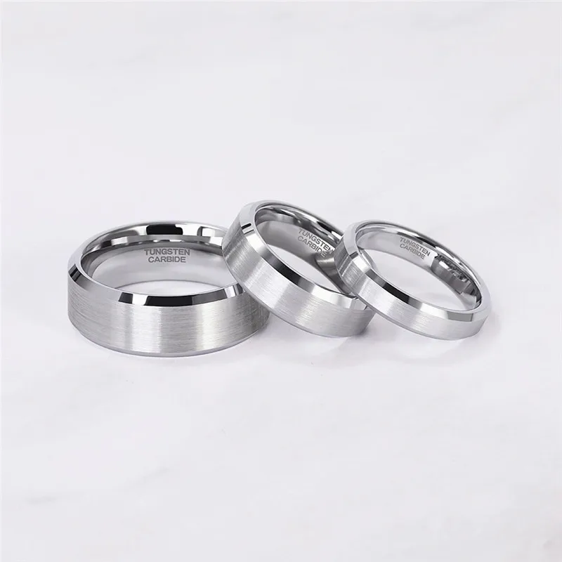 TIGRADE 4/6/8/mm Schwarzer Wolframkarbid-Ring für Männer, Gebürstete Silberfarbe, Ehering, Verlobungsringe für Frauen, Herrenschmuck – Detail 8