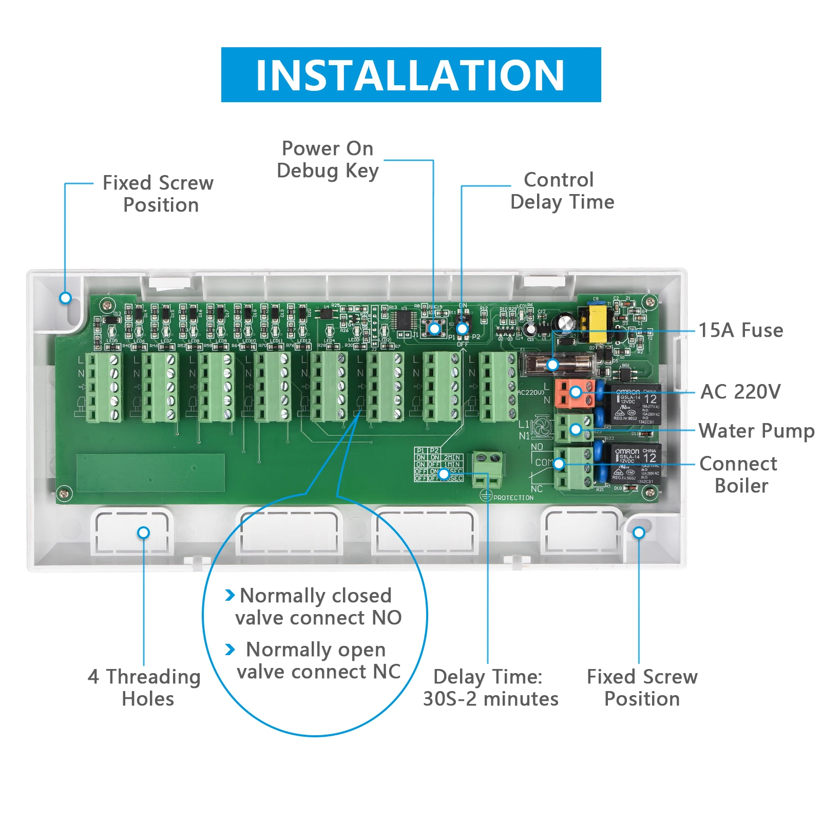 Smart Hub Floor Heating Controller 8-Channel Concentrator Hvac Controller Temperature Controller Gas Boiler Circulating