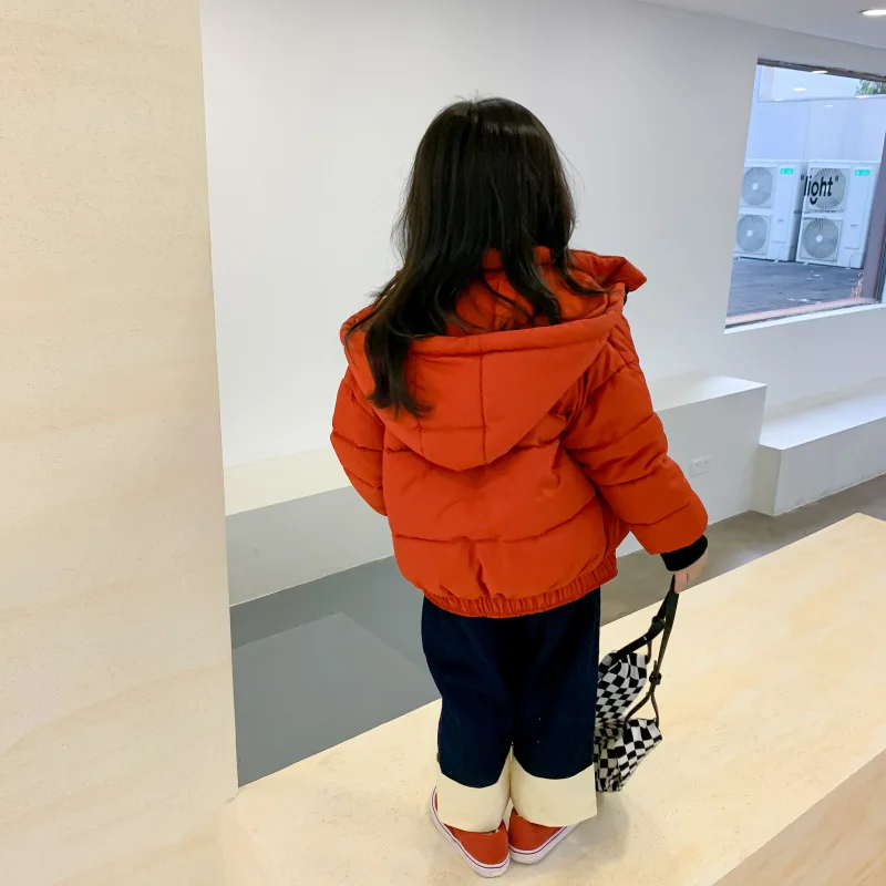 DFXD Kids Boys Girls Solid Hooded Jacket Coat 2020 Winter New Arrival Warm Snowsuit Outwear Zipper Plus Cotton For Children Coat