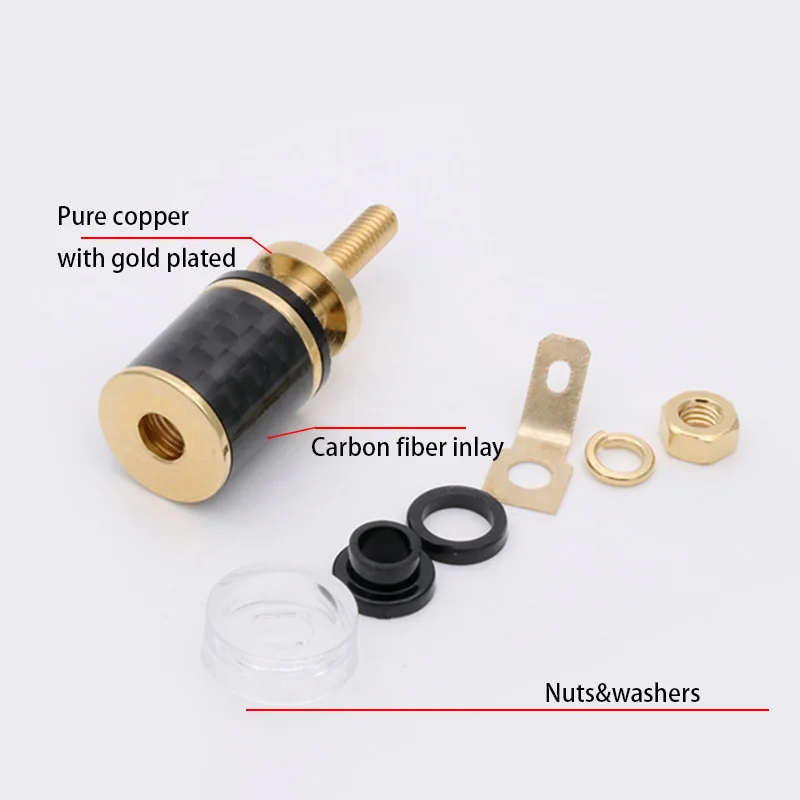 1Pair 4MM Binding Post HIFI Terminal Connector,Gold-Plated Brass, for Power Amplifier Chassis terminal and Speaker Terminal