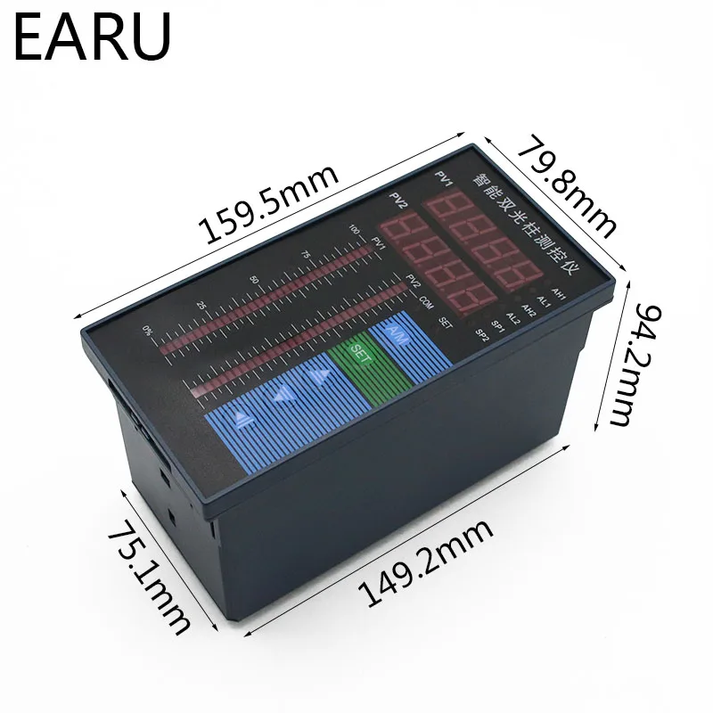 AC85~260V Water Liquid Level Pressure Temperature Contorller Dual Column Channel Display Universal Input 4-20MA Transmitter Pump