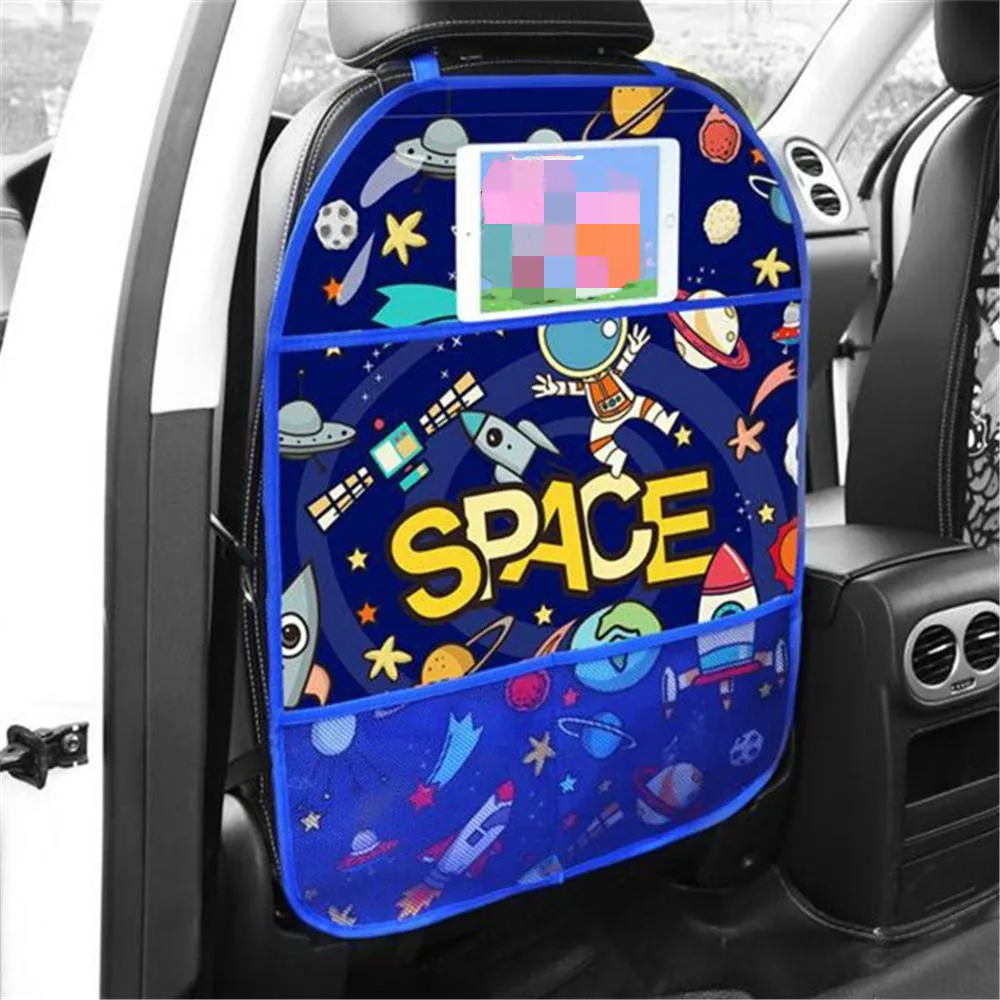 Car Organizer Tablet Stand Hanging Bag Baby Cartoon Car Seat Back Protector Car Storage Holder Kick Mat Baby Care Accessories